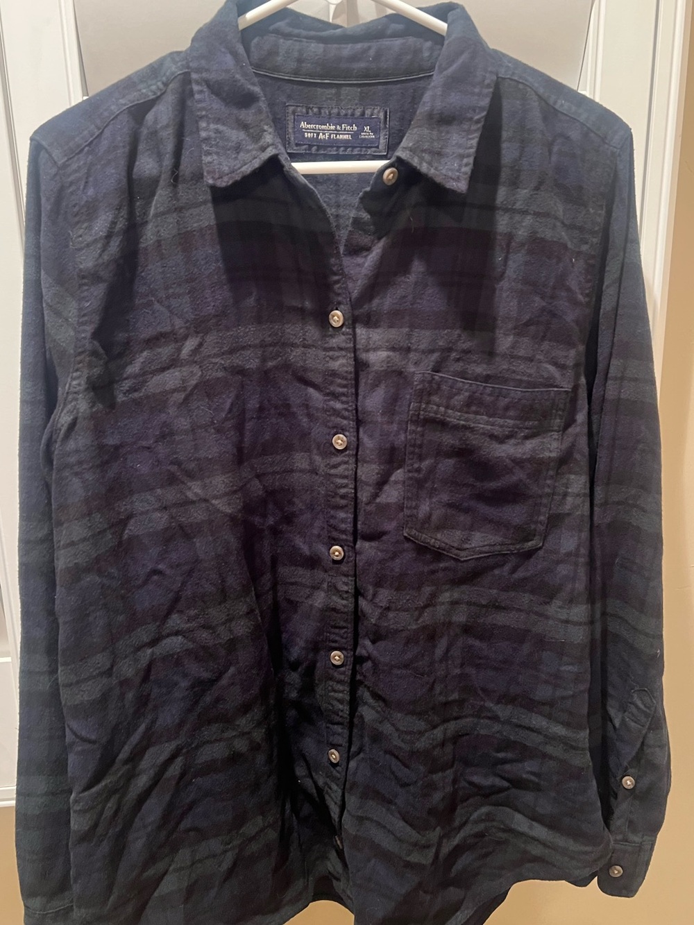 Abercrombie & Fitch women’s oversized Plaid Button-Up Shirt in Dark Blue/Green